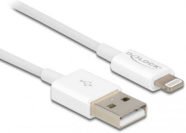 DeLock 83001 - USB Daten- und Ladekabel für iPhone / iPad / iPod - Weiss - 15 cm