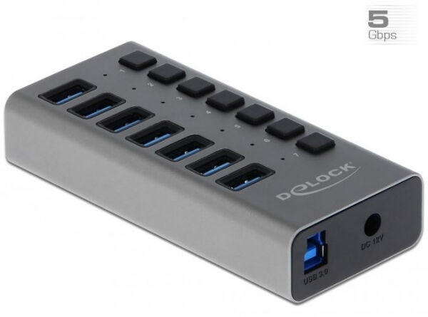DeLock 63669 - Externer SuperSpeed USB Hub mit 7 Ports + Schalter