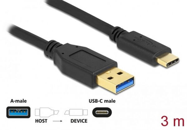 DeLock 84006 - SuperSpeed USB (USB 3.2 Gen 1) Kabel Typ-A zu USB Type-C - 3m