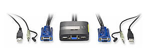 LevelOne KVM-0223 - 2Port Kabel-KVM-Switch USB - 1.2m Kabelset