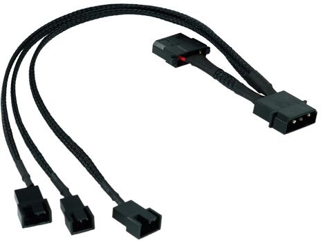 Phobya Y-Adapter 4Pin Molex auf 2x 4Pin PWM und 3Pin 30cm - Schwarz