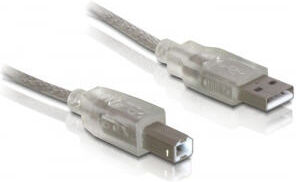 DeLock 82057 - USB-Kabel A-B - transparent + mit Ferritkern - 0.5m