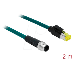 DELOCK 85442 - Netzwerkkabel M12 Stecker 4 Pin D-kodiert > RJ45 Stecker 2 m