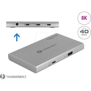 DELOCK 64157 - Thunderbolt™ 4 Hub, 3-Port + USB 3.1 A-Port, 8K 30 Hz