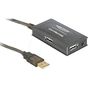 DELOCK 82748 - USB 2.0 Verlängerungskabel 10m aktiv 4Port Hub