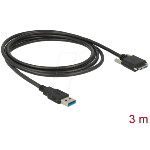 DELOCK 83599 - USB 3.0 Kabel, A Stecker auf Micro B, Schrauben, 3 m