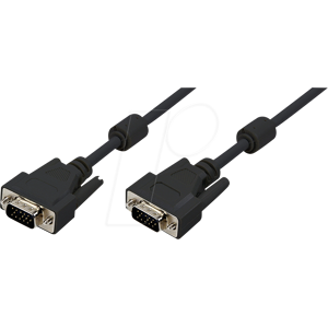 LOGILINK CV0018 - VGA Monitor Kabel 15-pol VGA Stecker, 2x Ferrrit, schwarz, 20,0