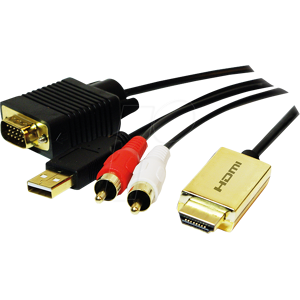 LOGILINK CV0052A - HDMI A auf VGA, + USB-A + 2x RCA, 2 m
