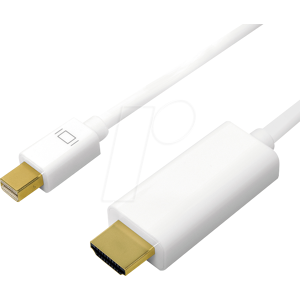 LOGILINK CV0125 - Mini DisplayPort 1.2 auf HDMI A Stecker, 4K/30Hz, 5 m, weiß