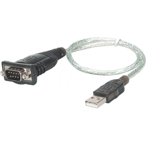 MANHATTAN 205146 - USB-A Konverter, 1x RS232, 9-Pol, PL-2303, 0,45 m, Blister