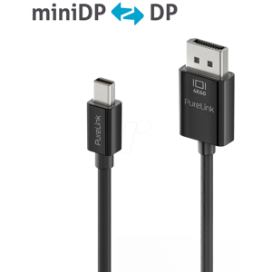 PURELINK PURE IS2121-020 - Mini DisplayPort auf DisplayPort Kabel , 4K 60Hz, schwarz, 2 m