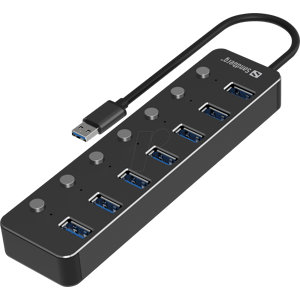 SANDBERG 134-33 - USB 3.0 7-Port Hub, Aluminium, USB-A-Kabel