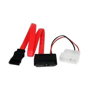 StarTech.com Power Cable Adapter SATA-Kabel Serial ATA 150/300/600 13-polig W bis 7-poliges 4-Pin interner Netzanschluss 12 V 30 cm Rot