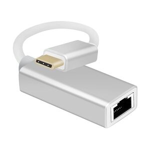 Helos Adapterkabel Ethernet, USB 3.1 Type-CTM St./RJ45 Buchse, PREMIUM, silber