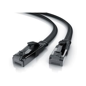 Primewire CAT 8.1 Netzwerkkabel Flach 40 Gbits, Baumwollmantel, LAN Kabel Patchkabel, Gigabit RJ45 Ethernet Cable, Flachbandkabel, Verlegekabel - 15m