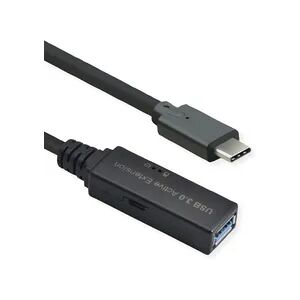 ROLINE USB 3.2 Gen 1 Aktives Repeater Kabel, Typ A - C, schwarz, 10 m