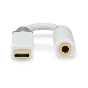 Nedis USB-C Adapter - USB 2.0 - USB-C Stecker - 3.5 mm Buchse - 0.10 m - Rund - Vergoldet - PVC - Weiss - Box Nedis