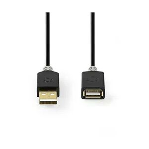 Nedis USB-Kabel - USB 2.0 - USB-A Stecker - USB-A Buchse - 480 Mbps - Vergoldet - 3.00 m - Rund - PVC - Anthrazit - Box Nedis