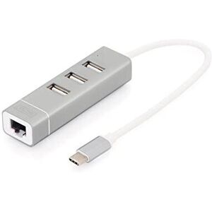 Assmann Electronic Components DIGITUS USB2.0 3-Port HUB & Fast Ethernet LAN-Adapter mit Typ-C Anschluss (DA-70253)