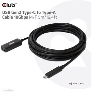 Usb Gen2 Typ-C zu Typ-A Kabel 10Gbps 5m Bu./St. (CAC-1536) - Club 3d