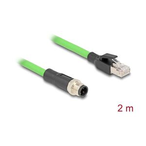 Delock - M12 Kabel D-kodiert 4 Pin Stecker zu RJ45 Stecker pur (tpu) 2 m (80427)