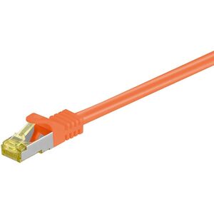 Goobay - RJ45 Patchkabel cat 6A s/ftp (PiMF), 500 MHz mit cat 7 Rohkabel, Orange, 10 m (91642)