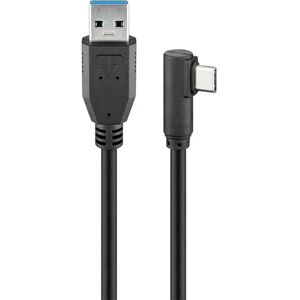 Goobay USB 3.2 GEN 1 (USB3.0) Anschlusskabel - USB-C auf USB-A - 5Gbit/s - USB-Adapter - OTG Kabel - USB-C auf USB-A Anschlusskabel - 2m - 90° - 5Gbit/s - GEN 1 - schwarz