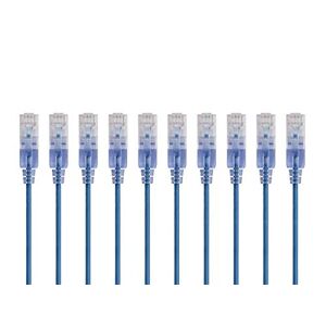Monoprice SlimRun Cat6A Ethernet-Patchkabel – Netzwerk-Internetkabel – RJ45, verseilt, UTP, reines blankes Kupferdraht, 30AWG, 6 m, Blau, 10 Stück