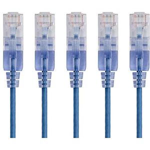 Monoprice Cat6A Ethernet-Netzwerk-Patchkabel – 6 m – Blau   5er-Pack, 10 G – SlimRun Serie