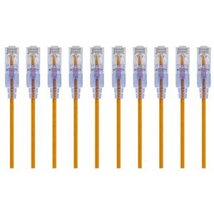 Monoprice Cat6A Ethernet-Patchkabel – Snagless RJ45, 550 MHz, 10 G, UTP, reiner blanker Kupferdraht, 30 AWG, 10 Stück, 60 cm, Gelb – SlimRun-Serie