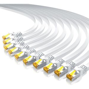 Primewire 10x LAN-Kabel CAT.7, RJ-45 (Ethernet), CAT 7 Flachband U/FTP Gigabit Netzwerkkabel 10 Gbit/s Patchkabel - 1m