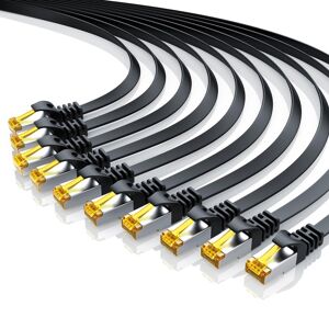 Primewire 10x LAN-Kabel CAT.7, RJ-45 (Ethernet), CAT 7 Flachband U/FTP Gigabit Netzwerkkabel 10 Gbit/s Patchkabel - 1m