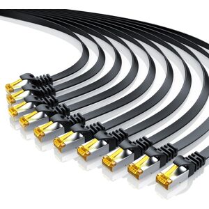 Primewire 10x LAN-Kabel CAT.7, RJ-45 (Ethernet), CAT 7 Flachband U/FTP Gigabit Netzwerkkabel 10 Gbit/s Patchkabel - 1m