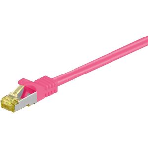 Goobay RJ45 Patchkabel CAT 6A S/FTP (PiMF), 500 MHz mit CAT 7 Rohkabel, Magenta