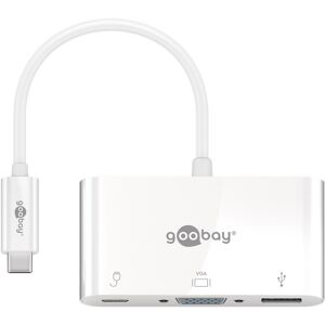 Goobay USB-C™ Multiport-Adapter USB 3.0+VGA+C PD, weiß - erweitert ein USB-C™ Gerät um einen USB 3.0- und einen VGA-Anschluss