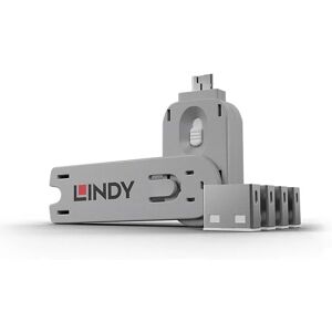 Lindy 40454 USB-A Port Schloss SET,WEISS,1x Schlüssel/4x Schloss