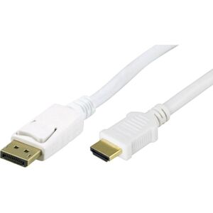 Deltaco DisplayPort to HDMI cable, 20-pin male - male, 1m, white