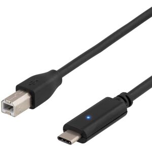 Deltaco USB 2.0 cable, Type C M, Type B M, 1m, black