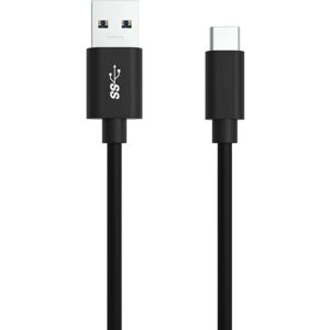 Ansmann USB-kabel USB 3.2 Gen1 (USB 3.0) USB-A-hanstik, USB-C® stik 2.00 m Sort Aluminiumsstik, TPE-kappe, Dobbeltsidet