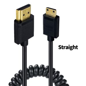 JUNSUNMAY 4K 60Hz Mini HDMI Male to HDMI 2.0V Male Spring Cable, Length:1.8m(Straight)