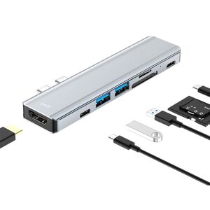 Shoppo Marte ENKAY Hat-Prince 7 in 2 Type-C to 4K HDMI Docking Station Adapter Hub SD/TF Card Reader
