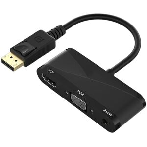 Shoppo Marte D45 3 in 1 DP to HDMI + VGA + 3.5 Audio Converter Cable(Black)