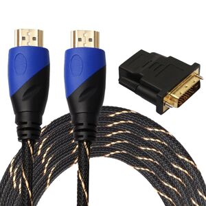Shoppo Marte 5m HDMI 1.4 Version 1080P Woven Net Line Blue Black Head HDMI Male to HDMI Male Audio Video Connector Adapter Cable with DVI Adapter Set