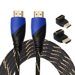 Shoppo Marte 5m HDMI 1.4 Version 1080P Woven Net Line Blue Black Head HDMI Male to HDMI Male Audio Video Connector Adapter Cable with 2 Bending HDMI Adapter Set