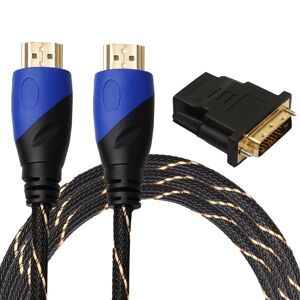 Shoppo Marte 1.8m HDMI 1.4 Version 1080P Woven Net Line Blue Black Head HDMI Male to HDMI Male Audio Video Connector Adapter Cable with DVI Adapter Set