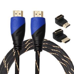 Shoppo Marte 1.8m HDMI 1.4 Version 1080P Woven Net Line Blue Black Head HDMI Male to HDMI Male Audio Video Connector Adapter Cable with 2 Bending HDMI Adapter Set
