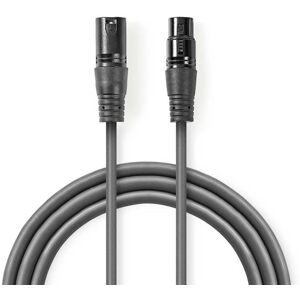 Nedis Balanceret Audio kabel   XLR 3-Pin Han   XLR 3-Pin Hun   Nikkelplateret   3.00 m   Runde   PVC   Mørkegrå   Kartonhylster