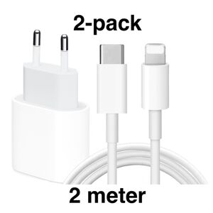 Otego 2st iPhone Laddare Snabbladdare - Adapter + Kabel 20W USB-C 2m