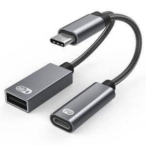 INF USB-C (han) til USB (hun) + USB-C PD ladestik og OTG adapter USB 2.0