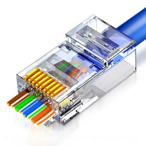 NSF 50 stykker RJ45 stik Cat5e Cat6 Pass Through EZ to Crimp Modular Plug for Solid Stranded Network Cable